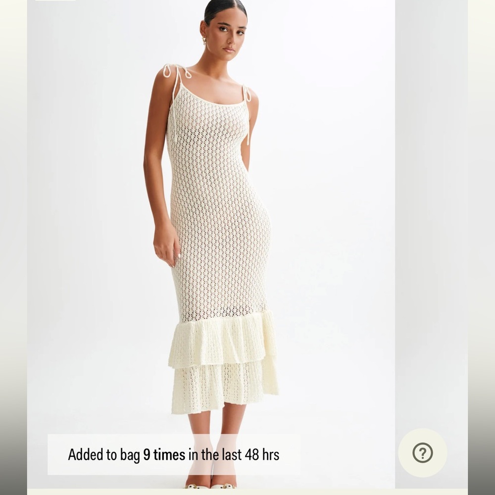 Cream Crochet Midi Dress Bianca Meshki